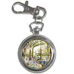 Trees Park Watercolor Lavender Flowers Foliage Key Chain Watches by Bangk1t