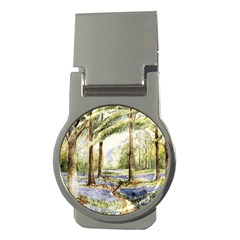 Trees Park Watercolor Lavender Flowers Foliage Money Clips (round)  by Bangk1t