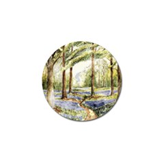 Trees Park Watercolor Lavender Flowers Foliage Golf Ball Marker by Bangk1t