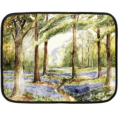 Trees Park Watercolor Lavender Flowers Foliage Two Sides Fleece Blanket (mini) by Bangk1t