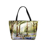 Trees Park Watercolor Lavender Flowers Foliage Classic Shoulder Handbag Front