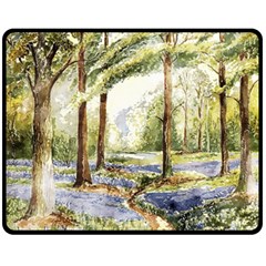 Trees Park Watercolor Lavender Flowers Foliage Fleece Blanket (medium) by Bangk1t