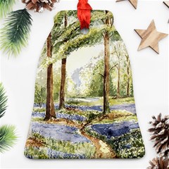 Trees Park Watercolor Lavender Flowers Foliage Ornament (bell)