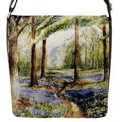 Trees Park Watercolor Lavender Flowers Foliage Flap Closure Messenger Bag (s) by Bangk1t