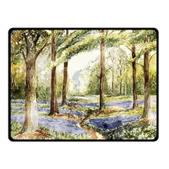 Trees Park Watercolor Lavender Flowers Foliage Two Sides Fleece Blanket (small) by Bangk1t