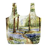 Trees Park Watercolor Lavender Flowers Foliage Full Print Recycle Bag (L) Front