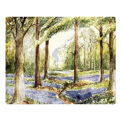 Trees Park Watercolor Lavender Flowers Foliage Two Sides Premium Plush Fleece Blanket (large) by Bangk1t