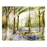 Trees Park Watercolor Lavender Flowers Foliage Two Sides Premium Plush Fleece Blanket (Large) 80 x60  Blanket Front