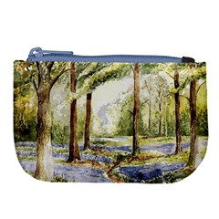 Trees Park Watercolor Lavender Flowers Foliage Large Coin Purse by Bangk1t