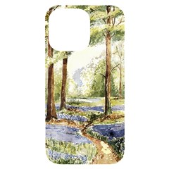 Trees Park Watercolor Lavender Flowers Foliage Iphone 14 Pro Max Black Uv Print Case by Bangk1t