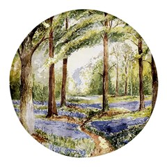 Trees Park Watercolor Lavender Flowers Foliage Round Glass Fridge Magnet (4 Pack) by Bangk1t