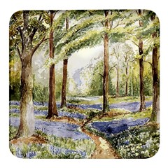 Trees Park Watercolor Lavender Flowers Foliage Square Glass Fridge Magnet (4 Pack) by Bangk1t