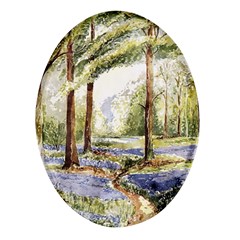 Trees Park Watercolor Lavender Flowers Foliage Oval Glass Fridge Magnet (4 Pack) by Bangk1t