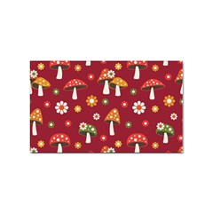 Woodland Mushroom And Daisy Seamless Pattern On Red Backgrounds Sticker Rectangular (10 Pack) by Amaryn4rt