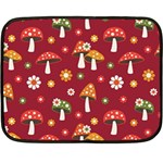 Woodland Mushroom And Daisy Seamless Pattern On Red Backgrounds Two Sides Fleece Blanket (Mini) 35 x27  Blanket Front