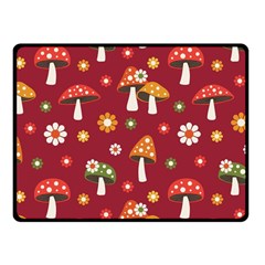 Woodland Mushroom And Daisy Seamless Pattern On Red Backgrounds Fleece Blanket (small) by Amaryn4rt