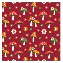 Woodland Mushroom And Daisy Seamless Pattern On Red Backgrounds Square Satin Scarf (36  X 36 ) by Amaryn4rt