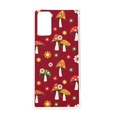 Woodland Mushroom And Daisy Seamless Pattern On Red Backgrounds Samsung Galaxy Note 20 Tpu Uv Case by Amaryn4rt