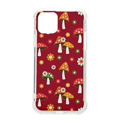 Woodland Mushroom And Daisy Seamless Pattern On Red Backgrounds Iphone 11 Pro 5 8 Inch Tpu Uv Print Case by Amaryn4rt