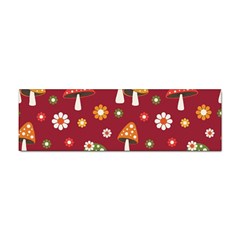 Woodland Mushroom And Daisy Seamless Pattern On Red Backgrounds Sticker Bumper (10 Pack) by Amaryn4rt