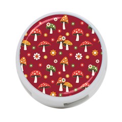 Woodland Mushroom And Daisy Seamless Pattern On Red Backgrounds 4-port Usb Hub (one Side) by Amaryn4rt