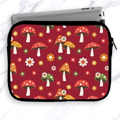 Woodland Mushroom And Daisy Seamless Pattern On Red Backgrounds Apple Ipad 2/3/4 Zipper Cases by Amaryn4rt