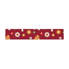 Woodland Mushroom And Daisy Seamless Pattern On Red Backgrounds Premium Plush Fleece Scarf (mini) by Amaryn4rt