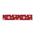 Woodland Mushroom And Daisy Seamless Pattern On Red Backgrounds Premium Plush Fleece Scarf (Mini) Front