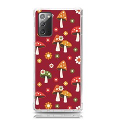 Woodland Mushroom And Daisy Seamless Pattern On Red Backgrounds Samsung Galaxy Note 20 Tpu Uv Case by Amaryn4rt