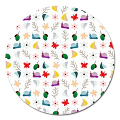 Snail Butterfly Pattern Seamless Magnet 5  (round) by Amaryn4rt