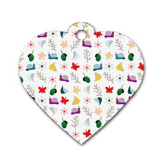 Snail Butterfly Pattern Seamless Dog Tag Heart (two Sides) by Amaryn4rt