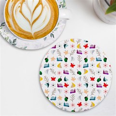 Snail Butterfly Pattern Seamless Uv Print Round Tile Coaster by Amaryn4rt