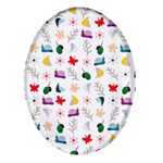 Snail Butterfly Pattern Seamless Oval Glass Fridge Magnet (4 pack) Front