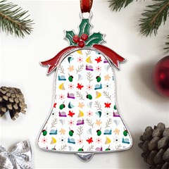 Snail Butterfly Pattern Seamless Metal Holly Leaf Bell Ornament by Amaryn4rt