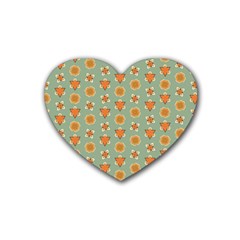 Floral Pattern Rubber Coaster (heart) by Amaryn4rt