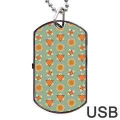 Floral Pattern Dog Tag Usb Flash (one Side) by Amaryn4rt