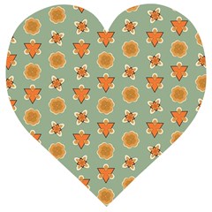 Floral Pattern Wooden Puzzle Heart