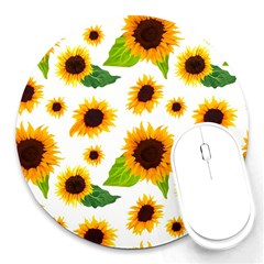 Sunflower Flower Seamless Round Mousepad by Amaryn4rt