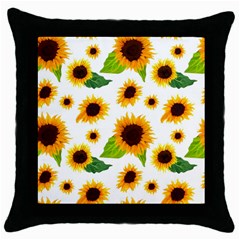 Sunflower Flower Seamless Throw Pillow Case (black) by Amaryn4rt