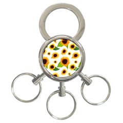 Sunflower Flower Seamless 3-ring Key Chain by Amaryn4rt