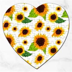 Sunflower Flower Seamless Jigsaw Puzzle (heart) by Amaryn4rt