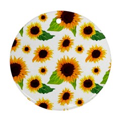 Sunflower Flower Seamless Round Ornament (two Sides) by Amaryn4rt