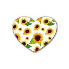 Sunflower Flower Seamless Rubber Coaster (heart) by Amaryn4rt