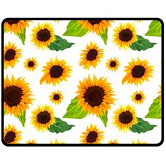 Sunflower Flower Seamless Two Sides Fleece Blanket (medium) by Amaryn4rt