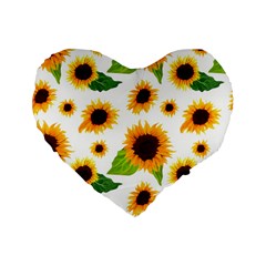 Sunflower Flower Seamless Standard 16  Premium Flano Heart Shape Cushions by Amaryn4rt