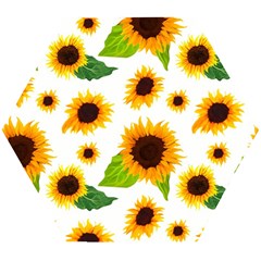 Sunflower Flower Seamless Wooden Puzzle Hexagon by Amaryn4rt