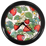 Strawberry Fruit Wall Clock (Black) Front