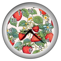 Strawberry Fruit Wall Clock (silver) by Amaryn4rt