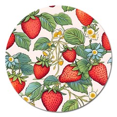 Strawberry Fruit Magnet 5  (round) by Amaryn4rt