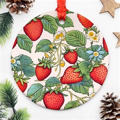 Strawberry Fruit Round Ornament (two Sides) by Amaryn4rt